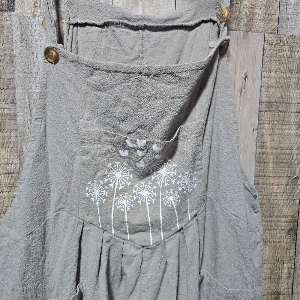 Grey Wide Leg Baggy Fit Overall Jumper Jumpsuit XXL Summer Indie Hippie Boho - Picture 3 of 7